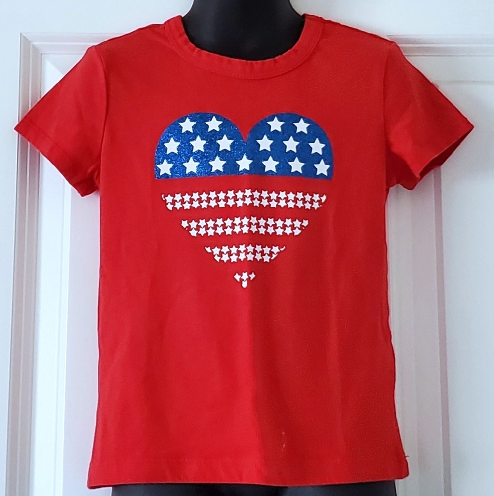 2/$10 - Girl's Patriotic Heart Tee